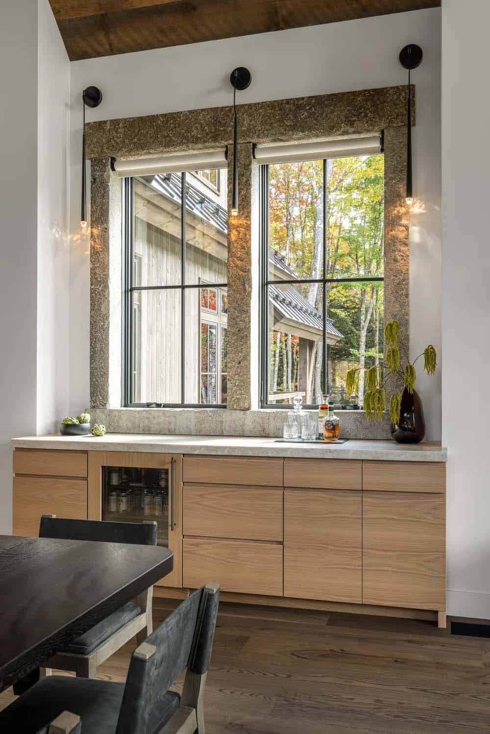 modern dining room and home bar