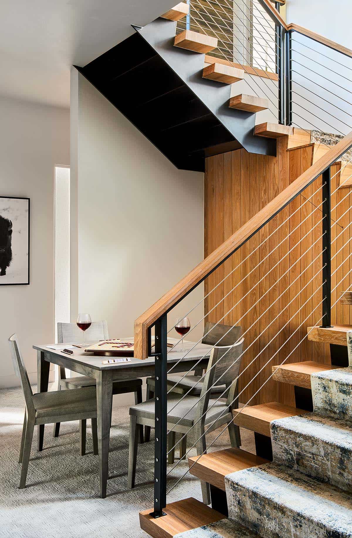 modern staircase to the lower level