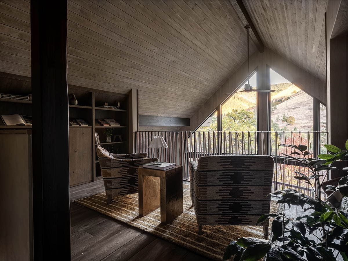 rustic upstairs reading nook
