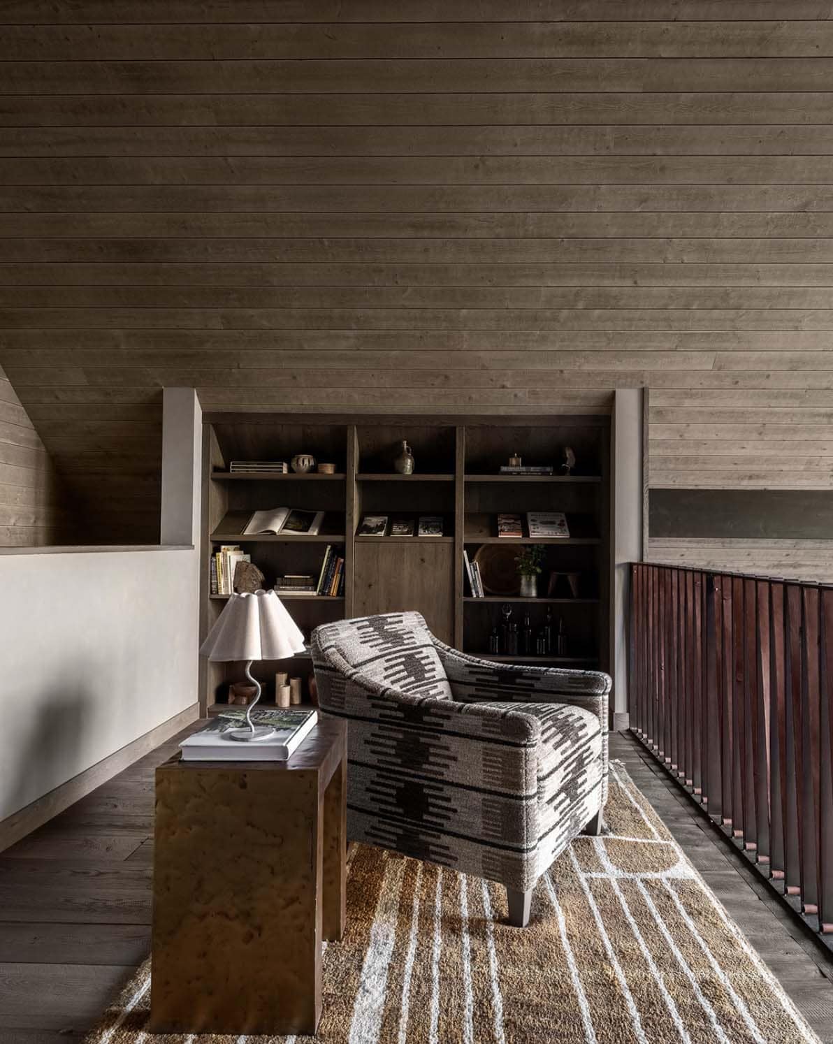 rustic upstairs reading nook