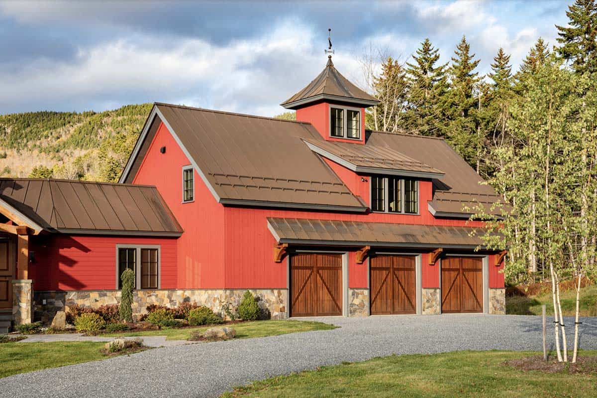 rustic red farmhouse exterior
