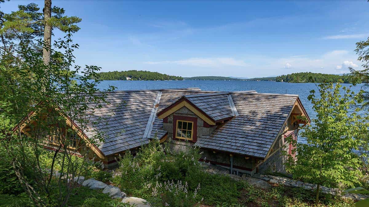 rustic lake house exterior