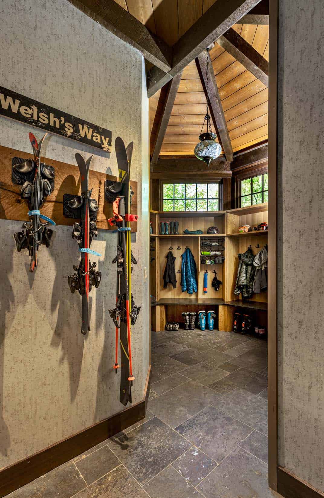 modern rustic mudroom