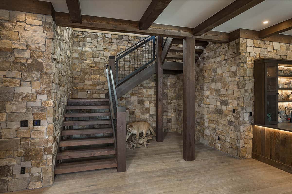 rustic staricase to the lower level