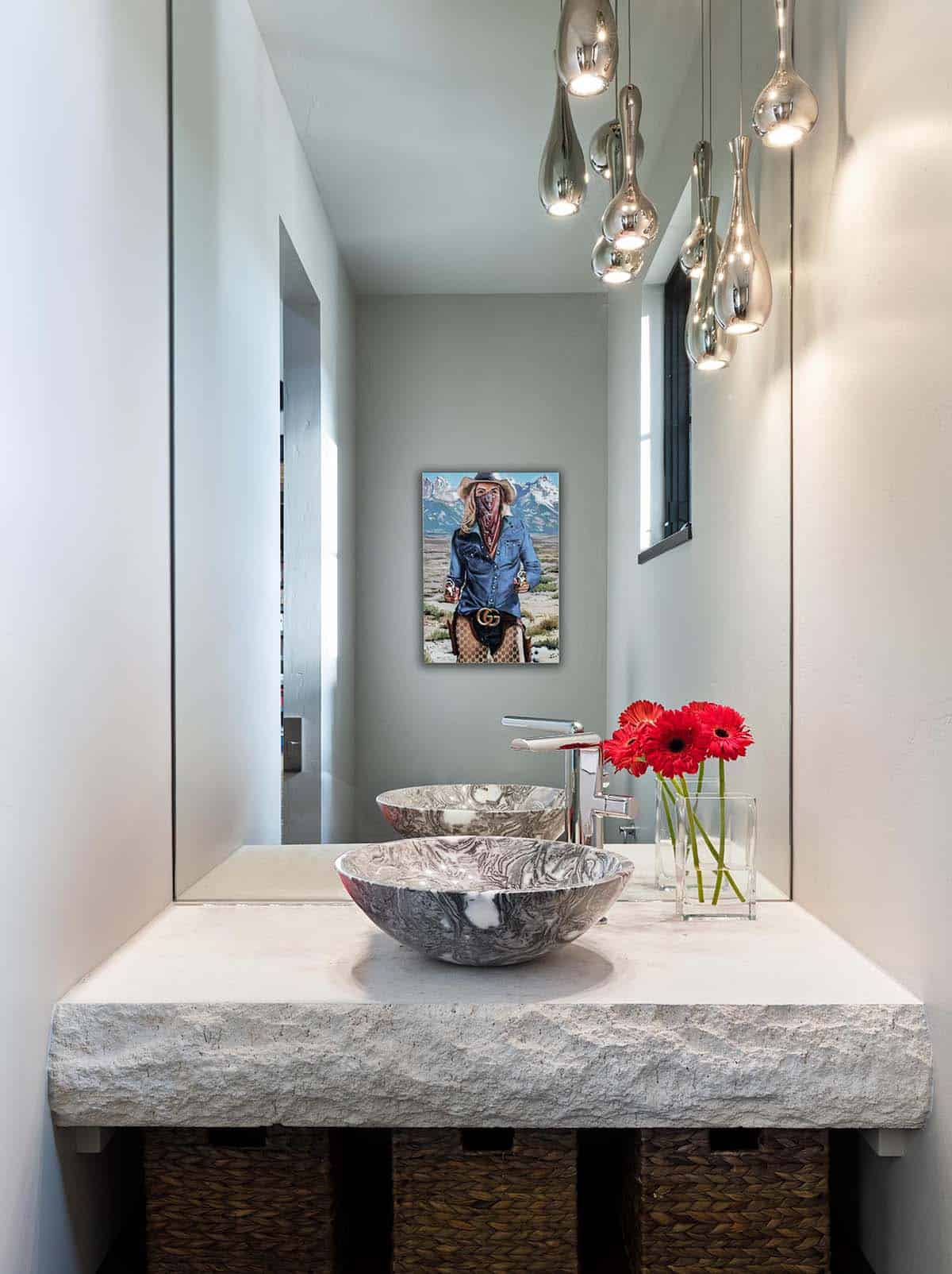 modern rustic powder room