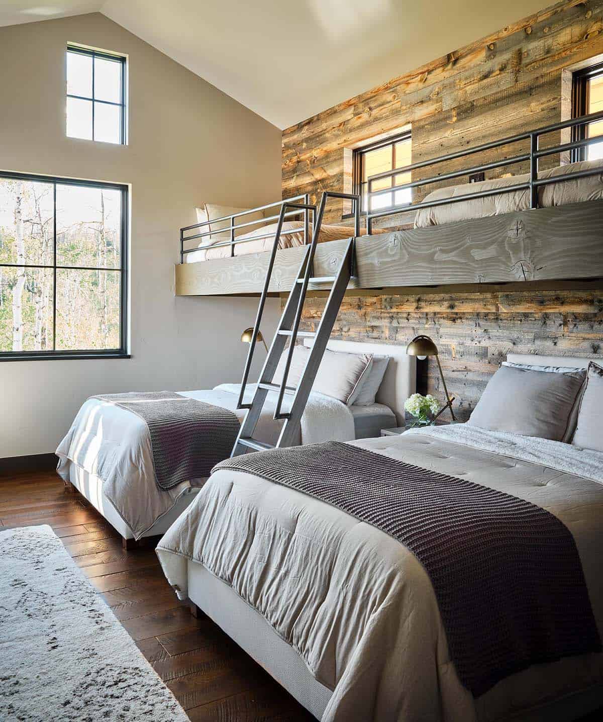 modern rustic bunk bedroom