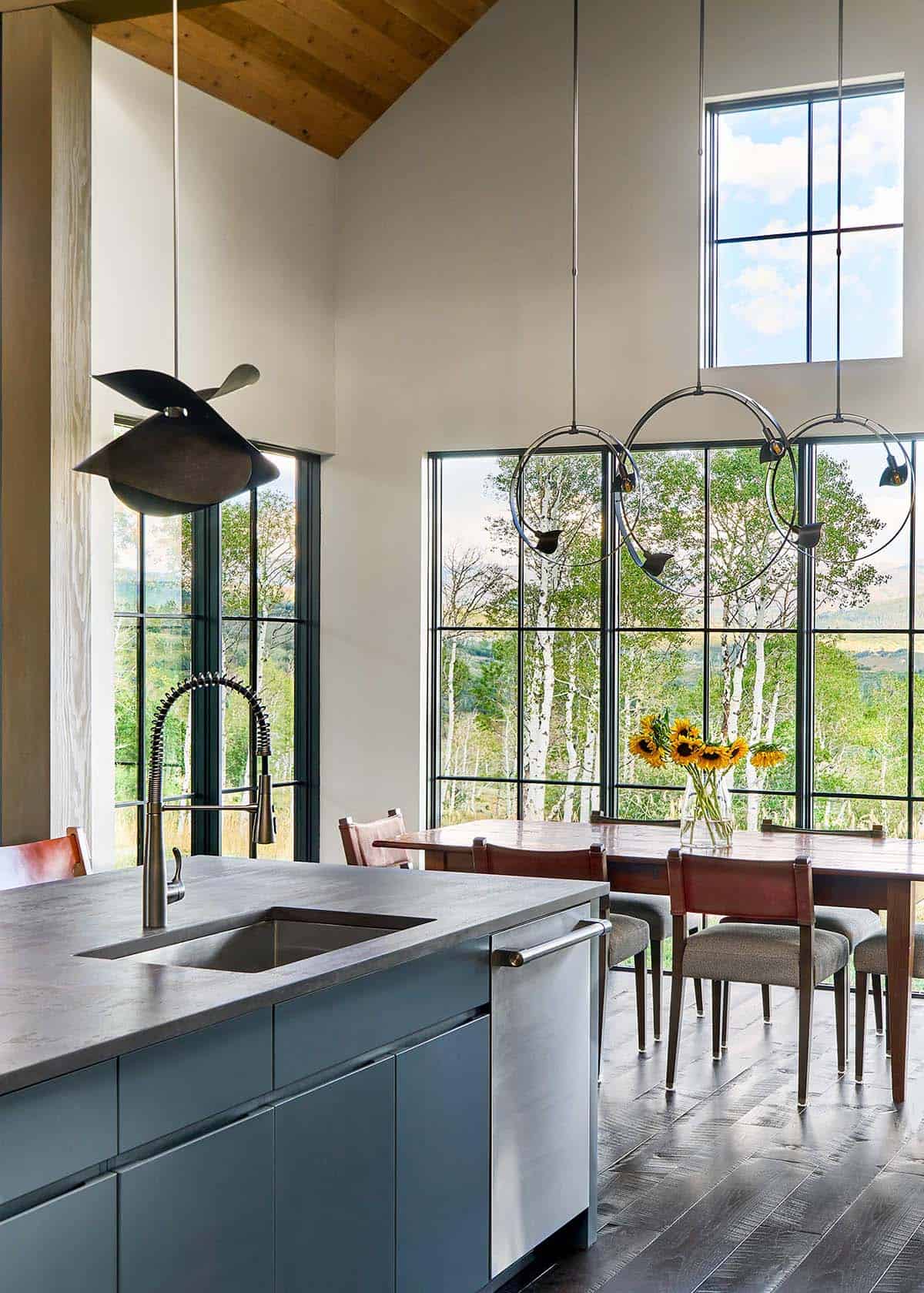 modern rustic kitchen and dining room