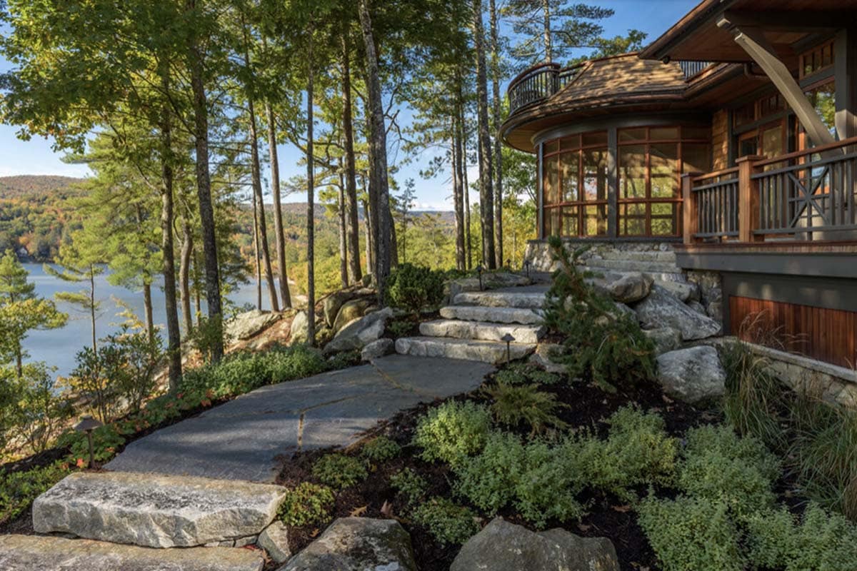 traditiional lake house exterior