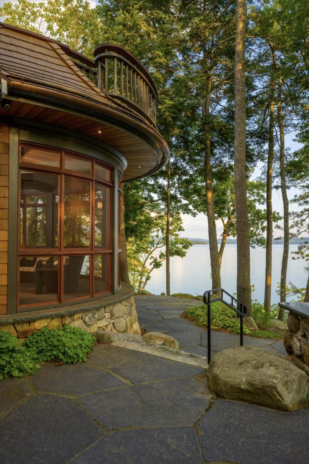 traditiional lake house exterior porch