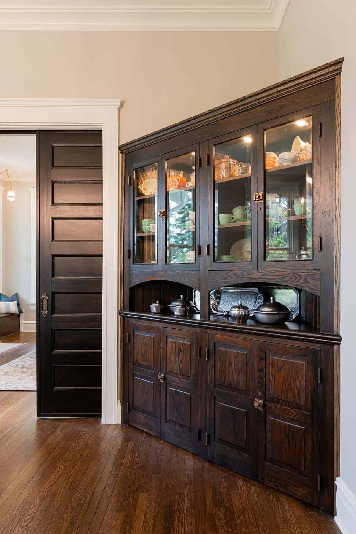farmhouse style dining room built-in buffet