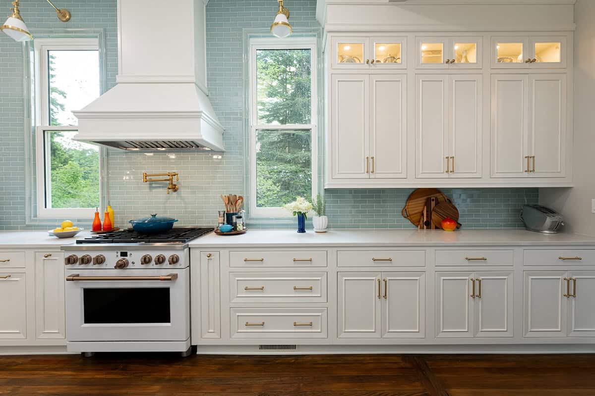 farmhouse style kitchen range wall