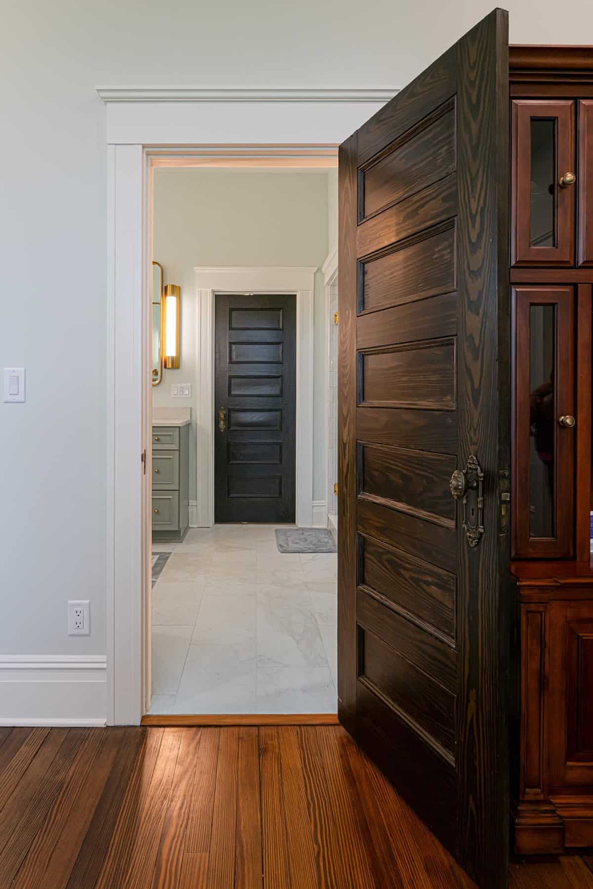 farmhouse style bathroom entry