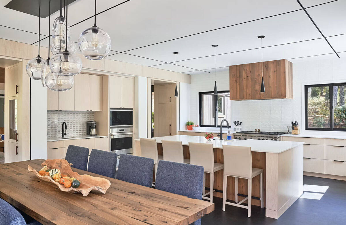 modern kitchen and dining room