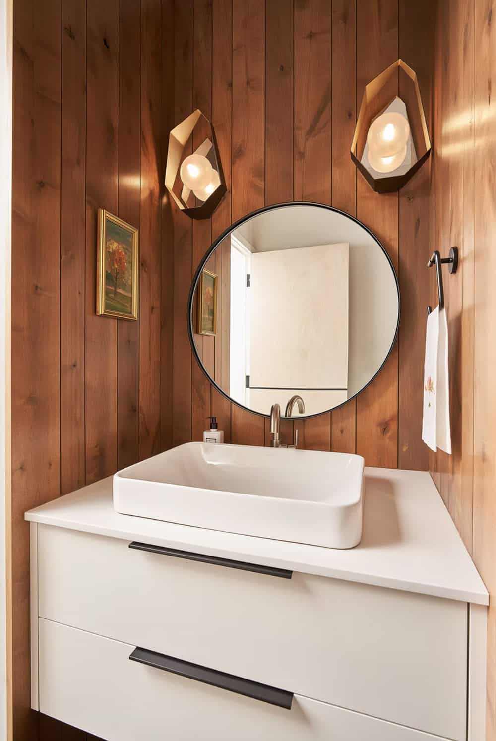 rustic modern powder room