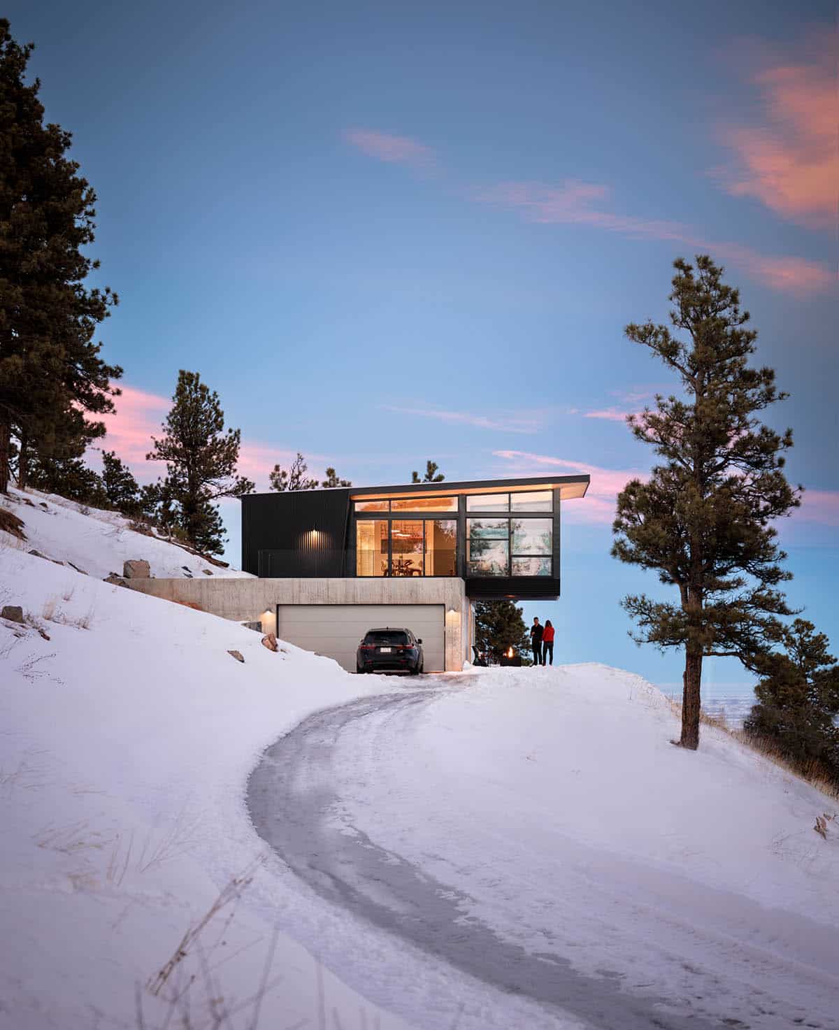mountain modern exterior with snow