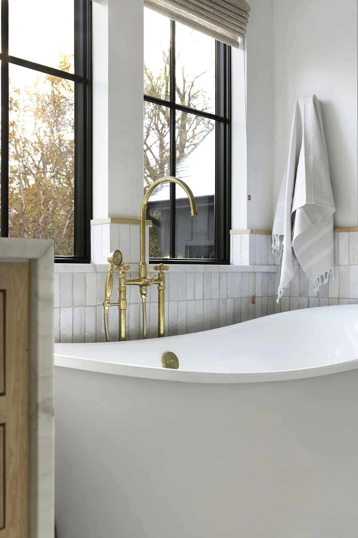 contemporary bathroom with a freestanding tub