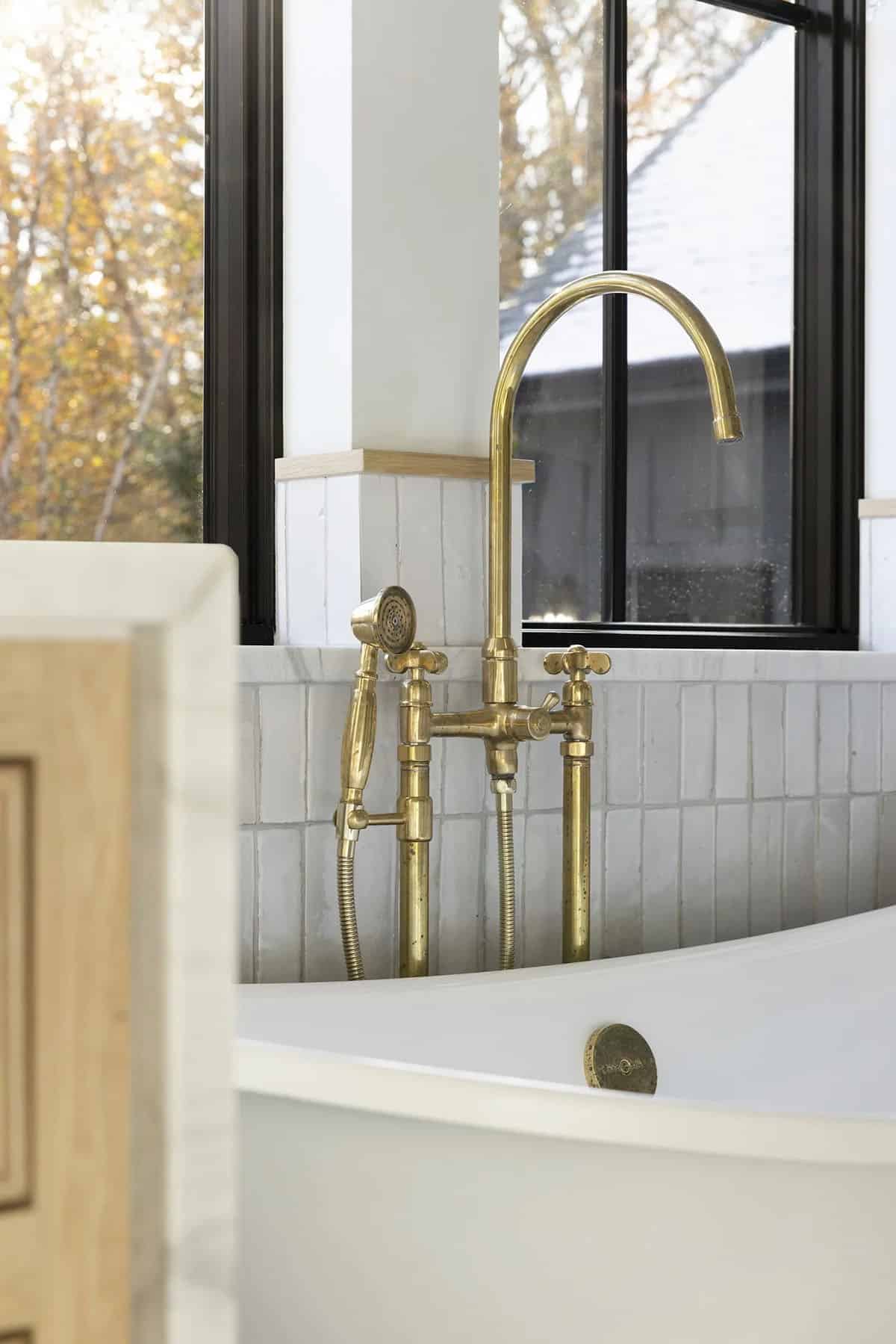 contemporary bathroom with a freestanding tub