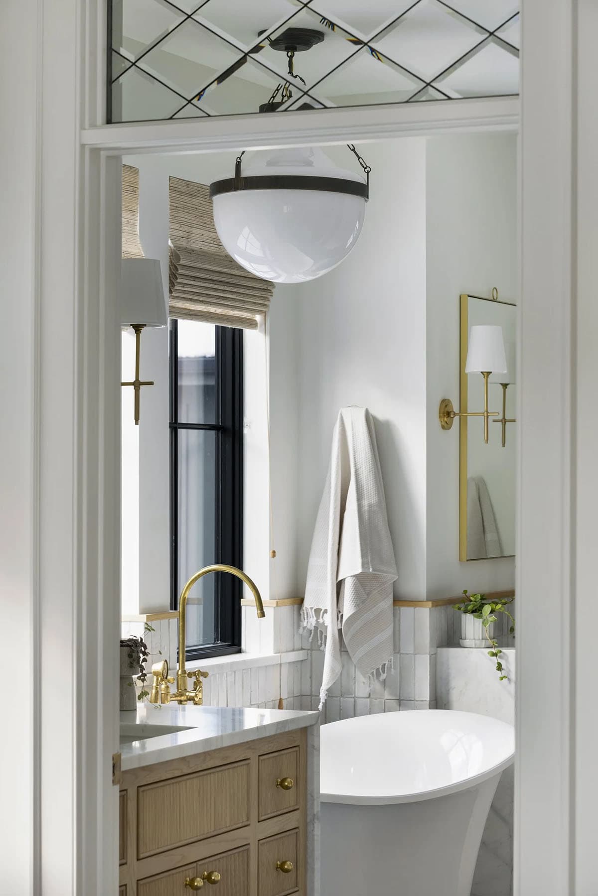 contemporary bathroom with a freestanding tub