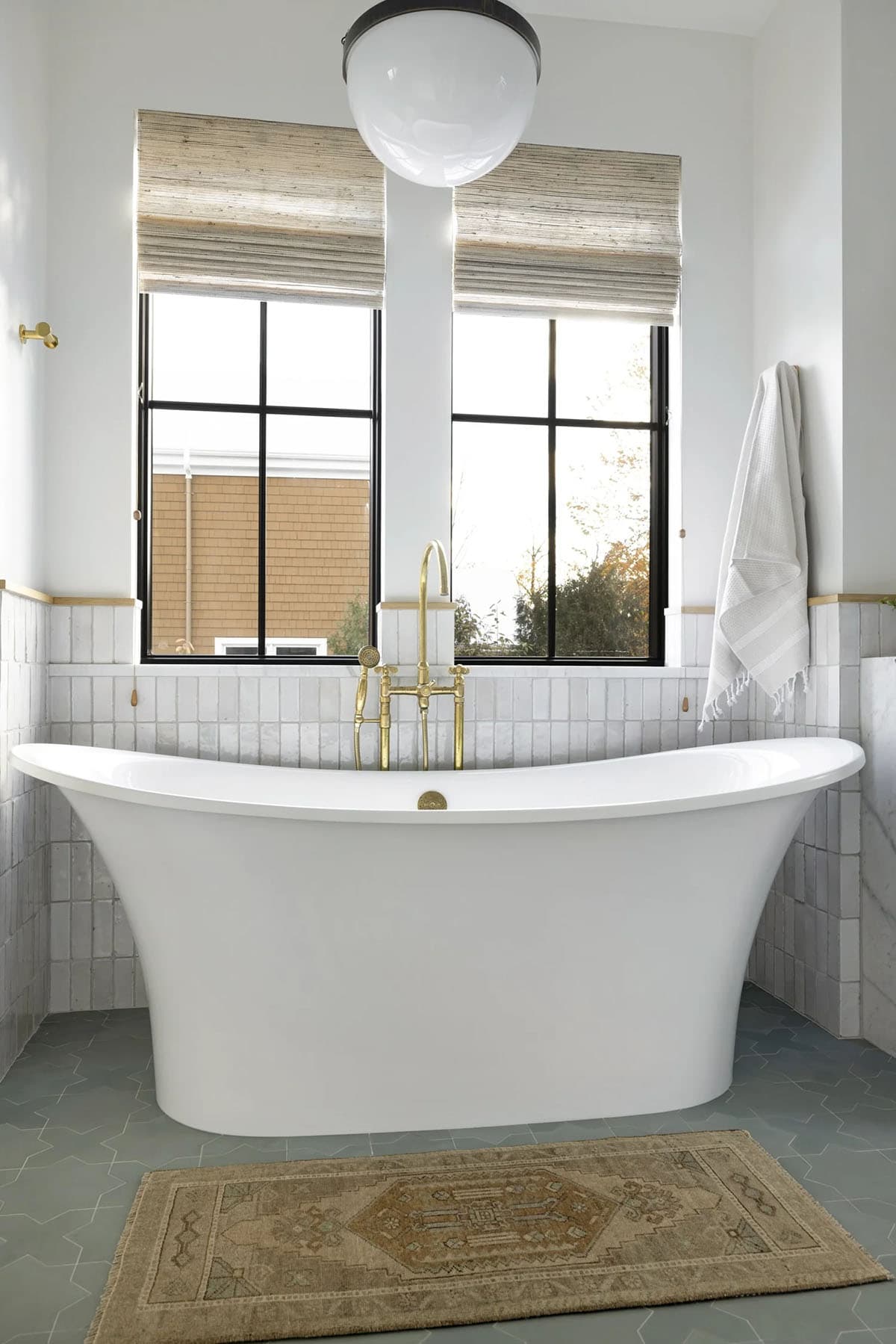 contemporary bathroom with a freestanding tub