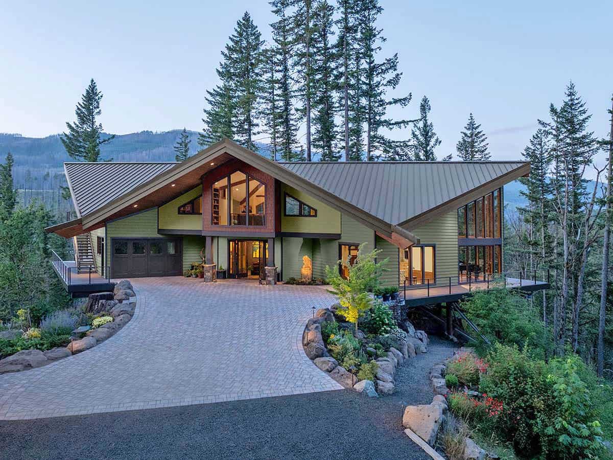 craftsman style home exterior at dusk