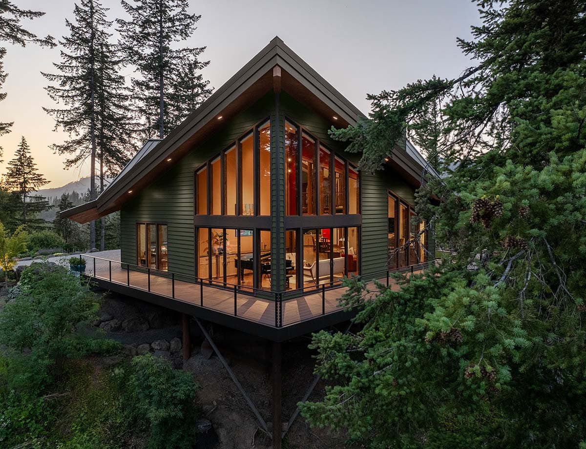 craftsman style home exterior at dusk
