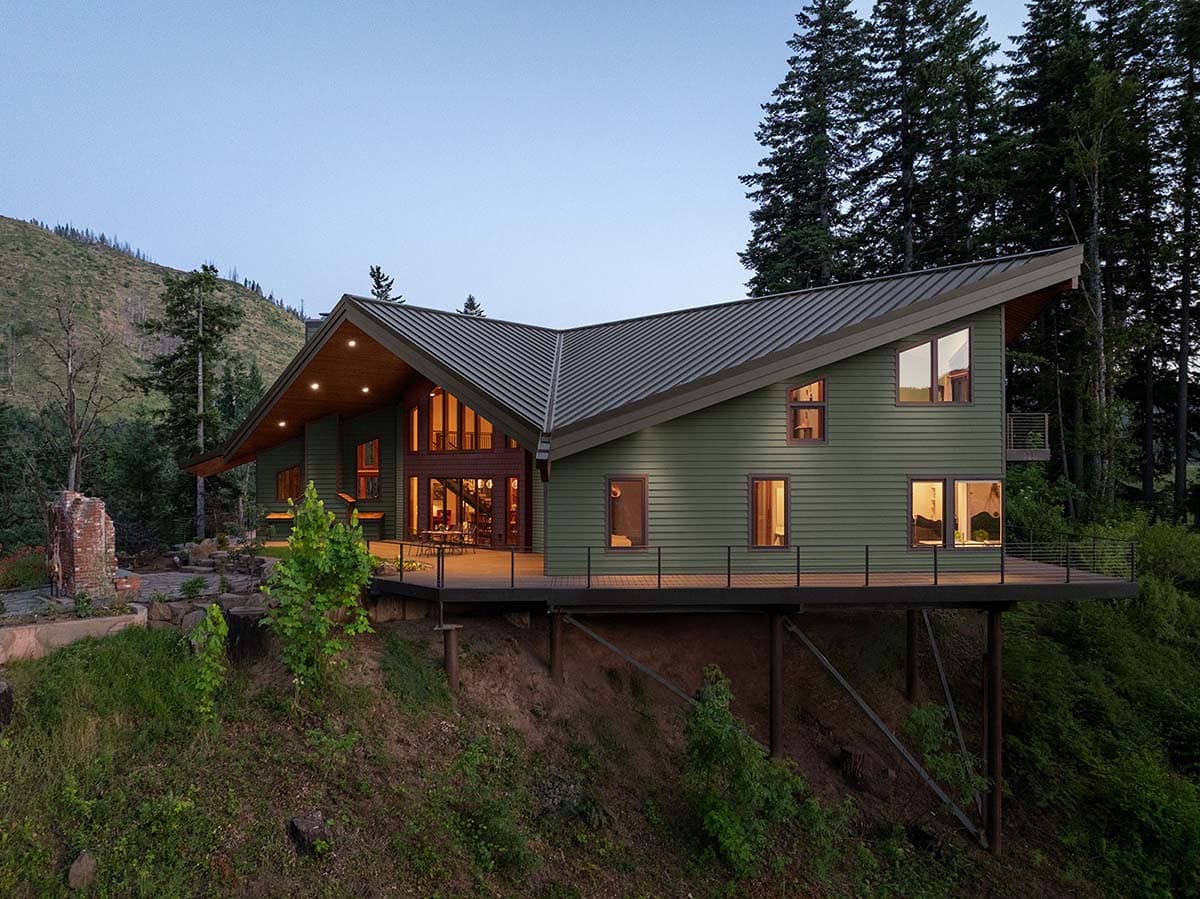 craftsman style home exterior at dusk