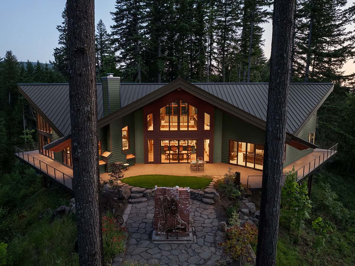 craftsman style home exterior at dusk