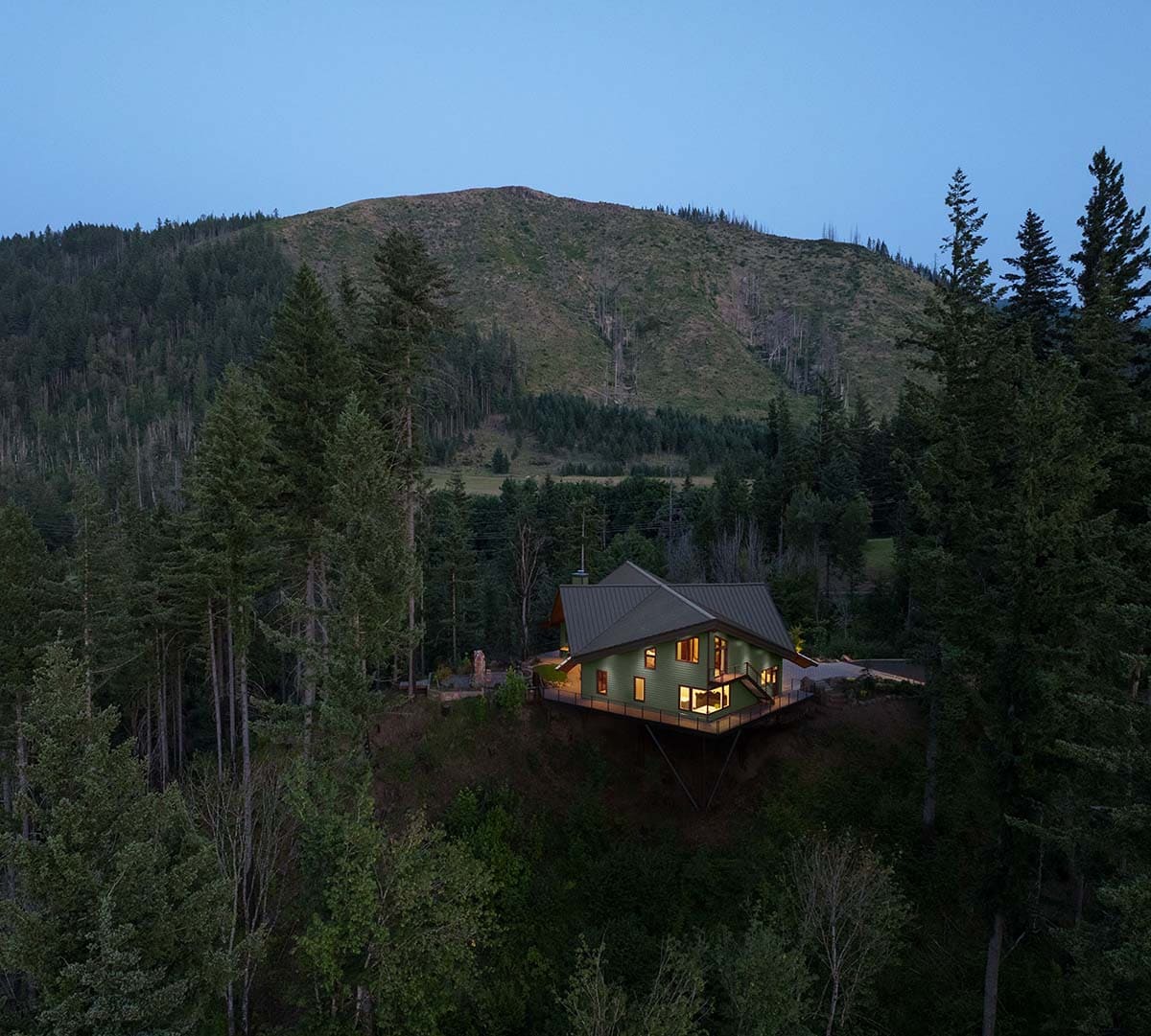craftsman style home exterior at dusk