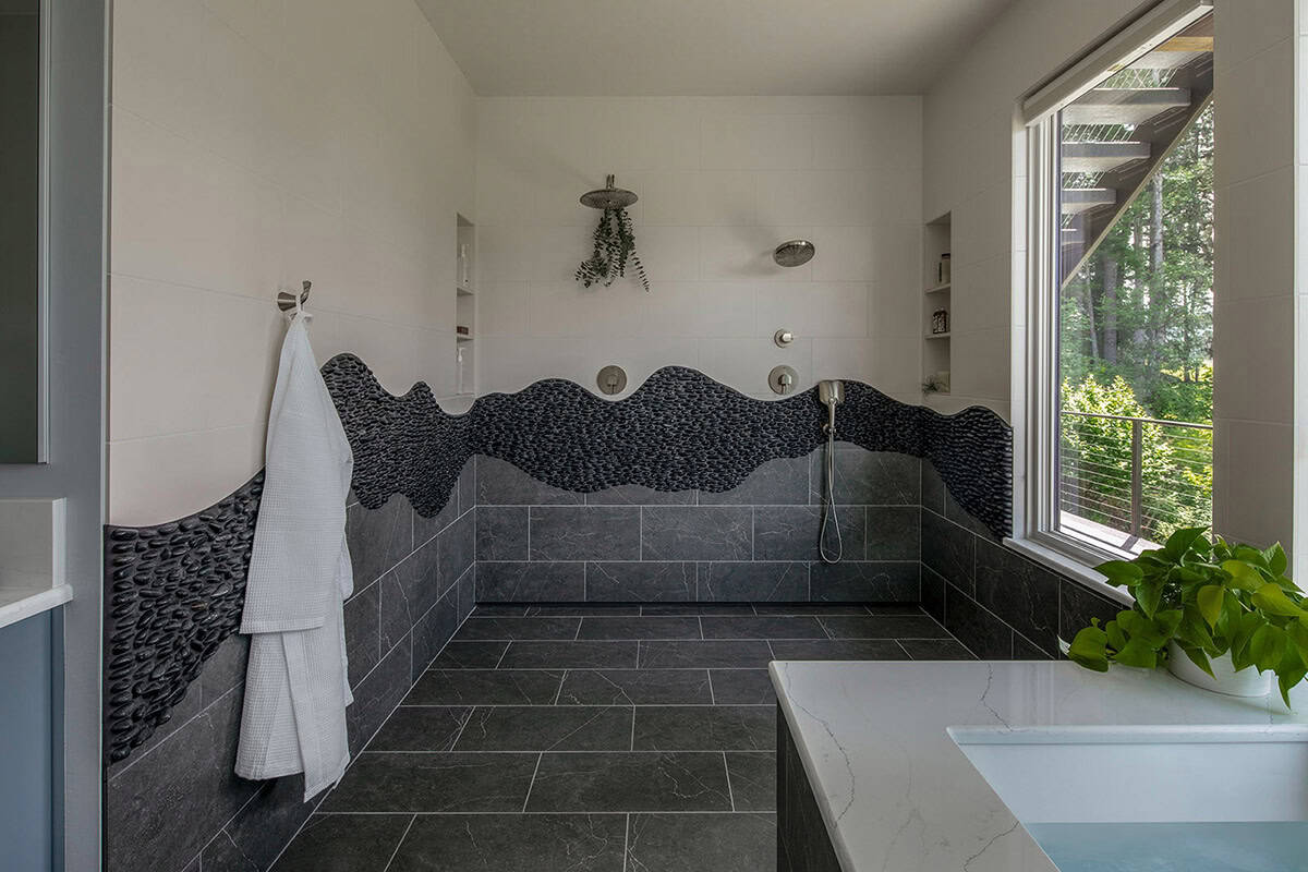 craftsman style with open shower and expansive windows