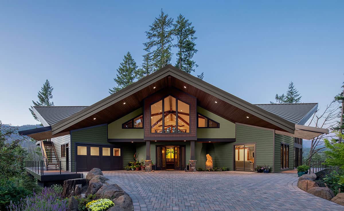 craftsman style home exterior at dusk