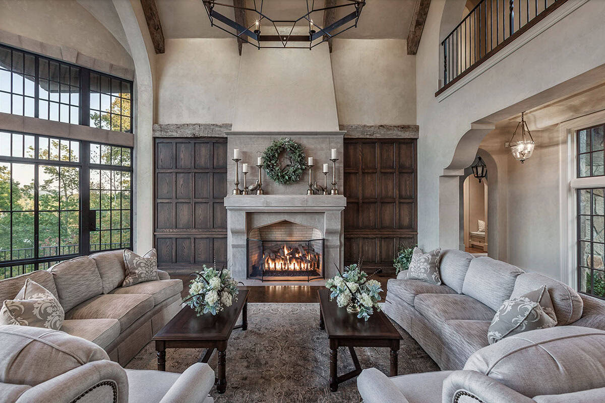Rustic Living Room with a fireplace