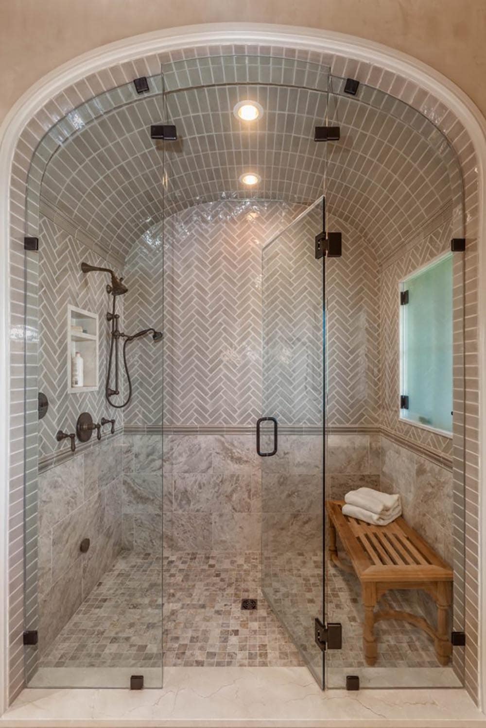 Transitional Bathroom with a shower