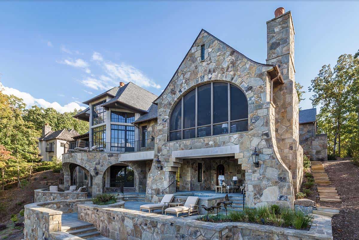 european-inspired home exterior backyard view