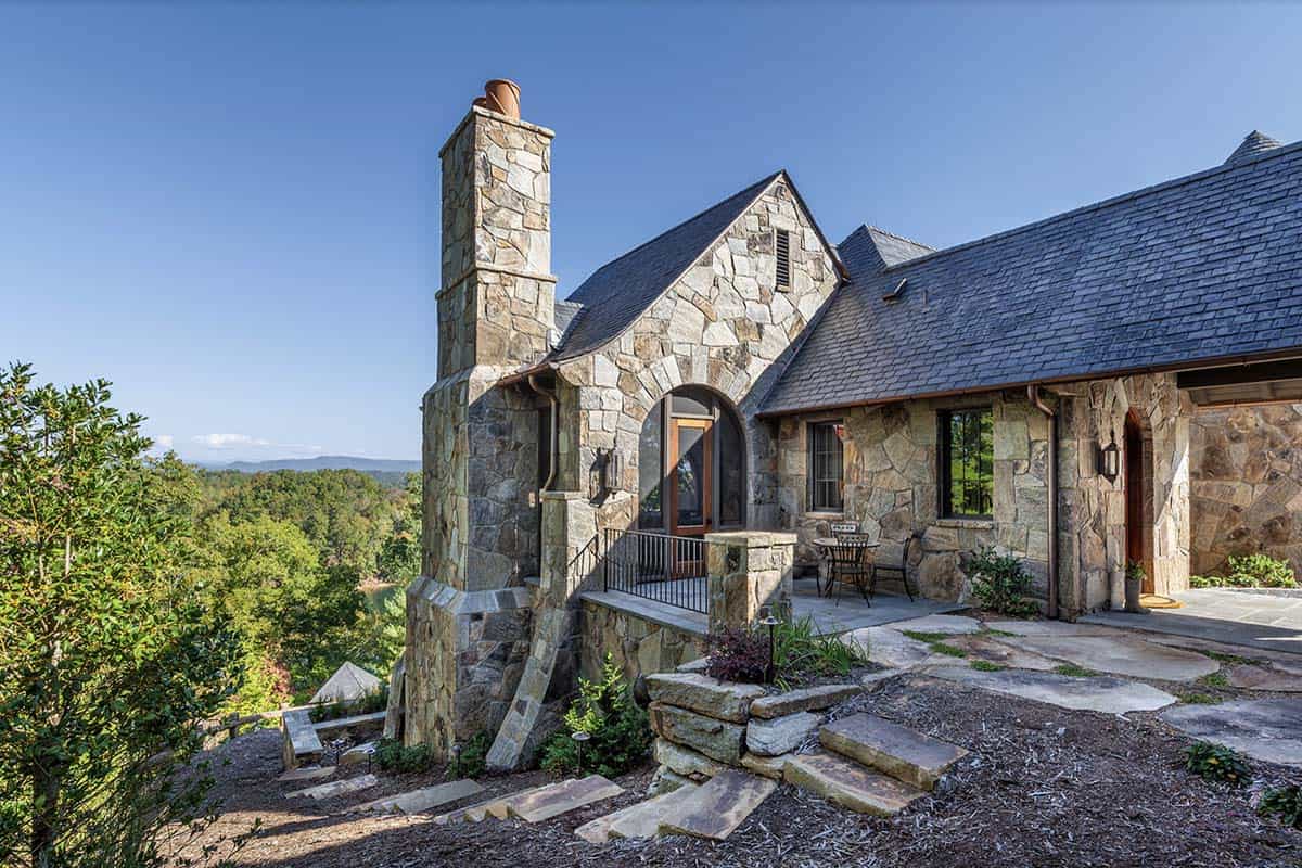 european-inspired home exterior backyard view