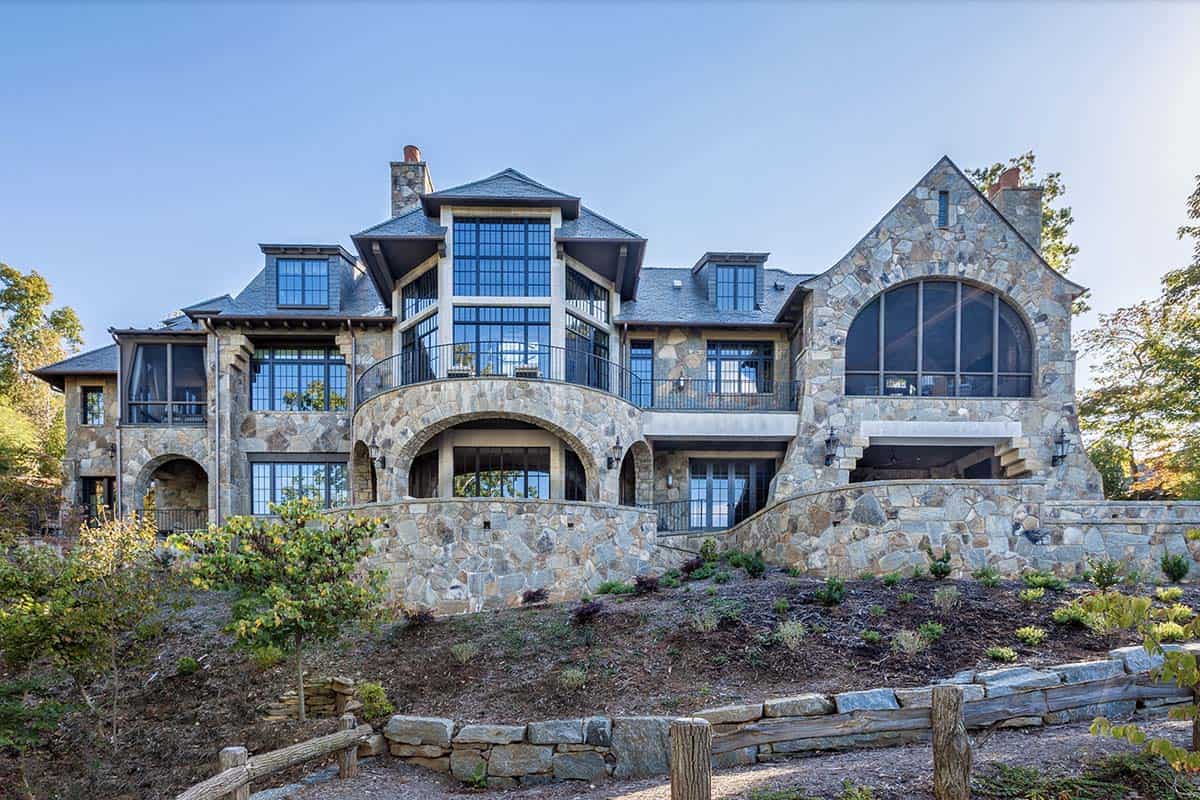 european-inspired home exterior backyard view