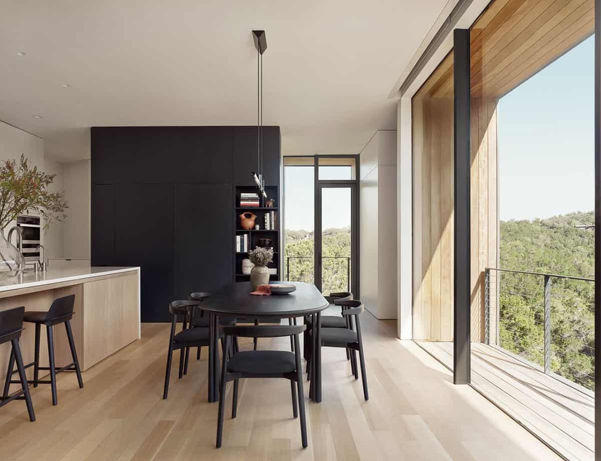 modern dining room and kitchen