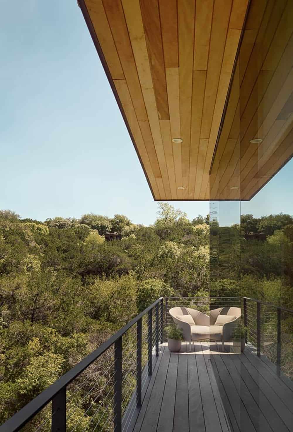 modern home exterior with a balcony