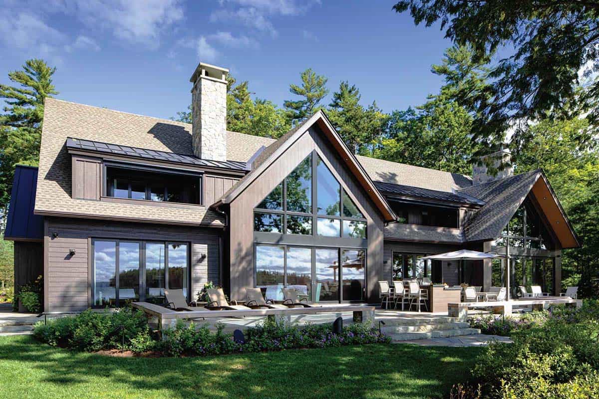 lake house exterior backyard view