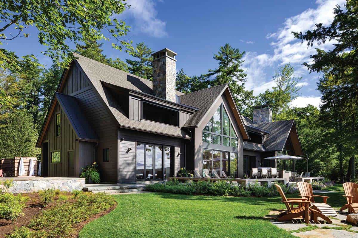 lake house exterior backyard view