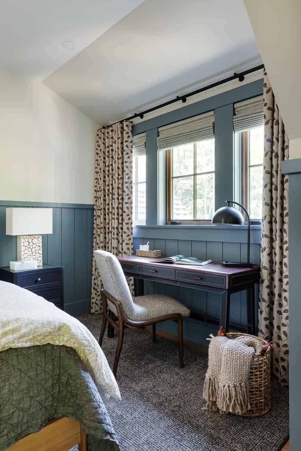 contemporary bedroom with a work desk