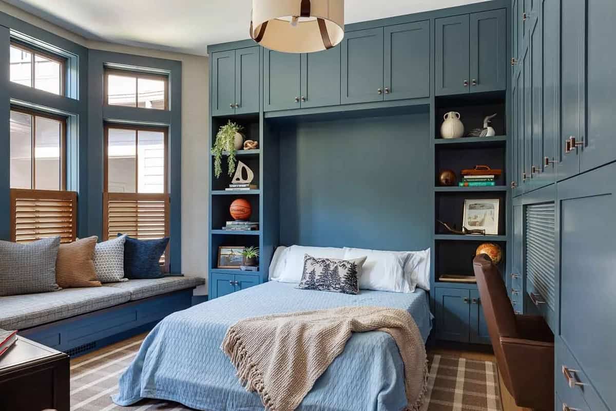 contemporary home office with a murphy bed