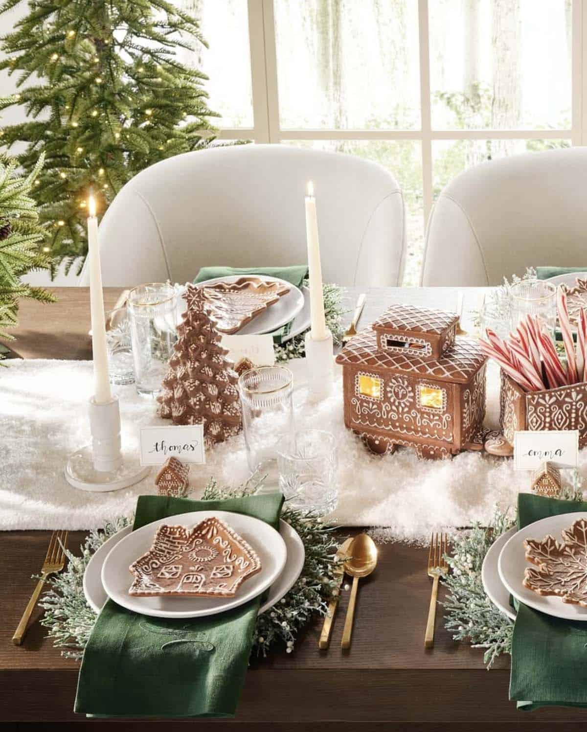 hand-painted Gingerbread Train christmas dining table centerpiece