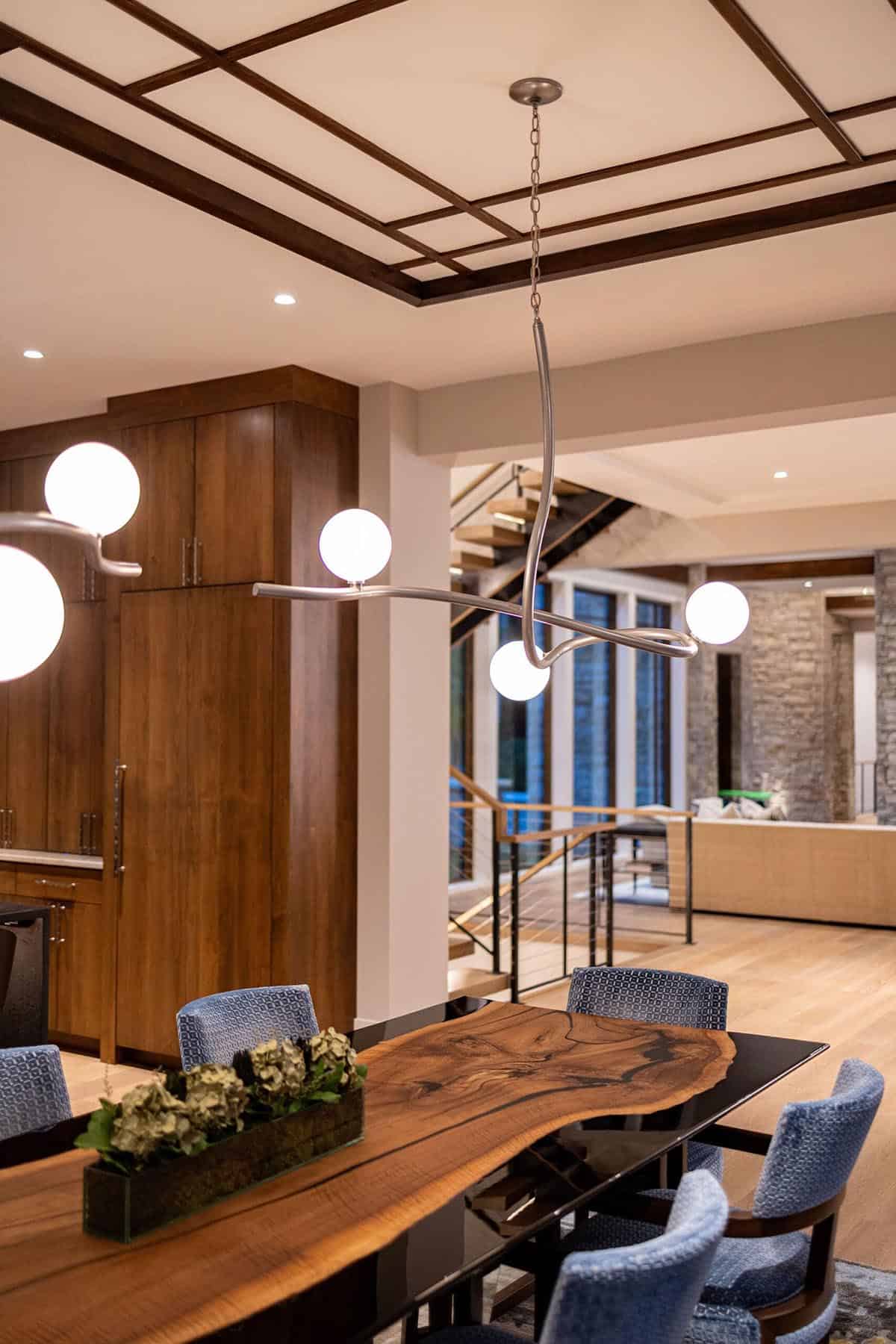 contemporary dining room at dusk