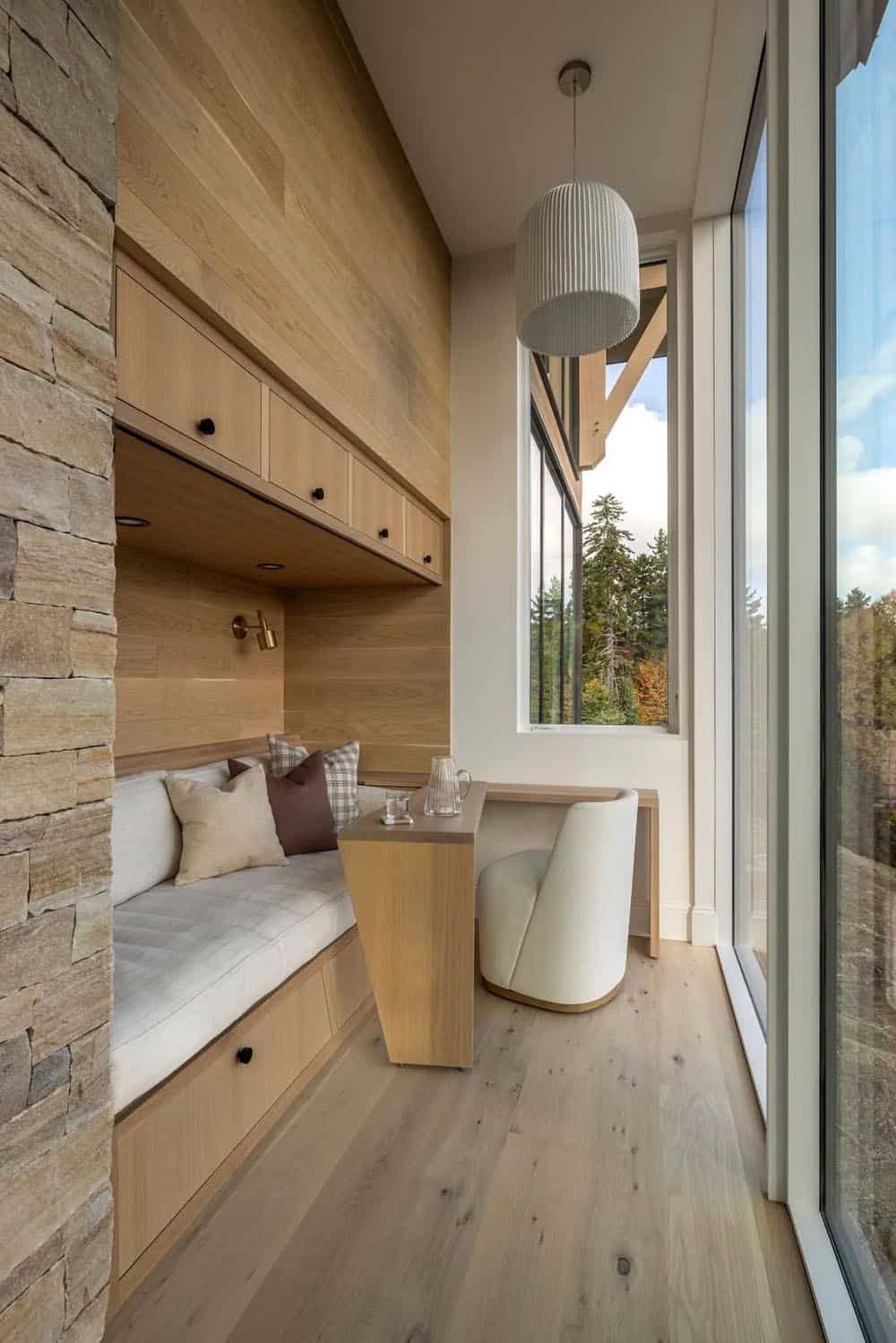 modern home office with a built-in daybed