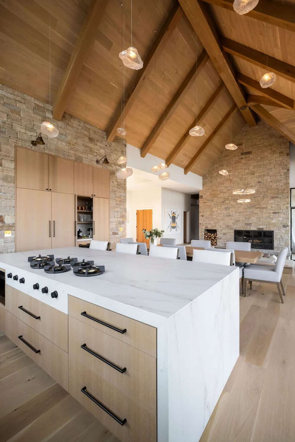 modern kitchen looking towards the living room