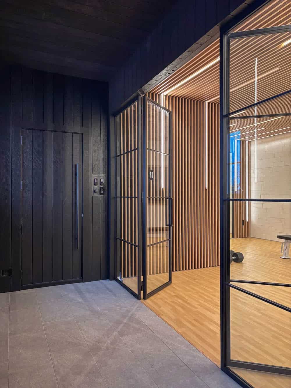 modern entry into a home gym