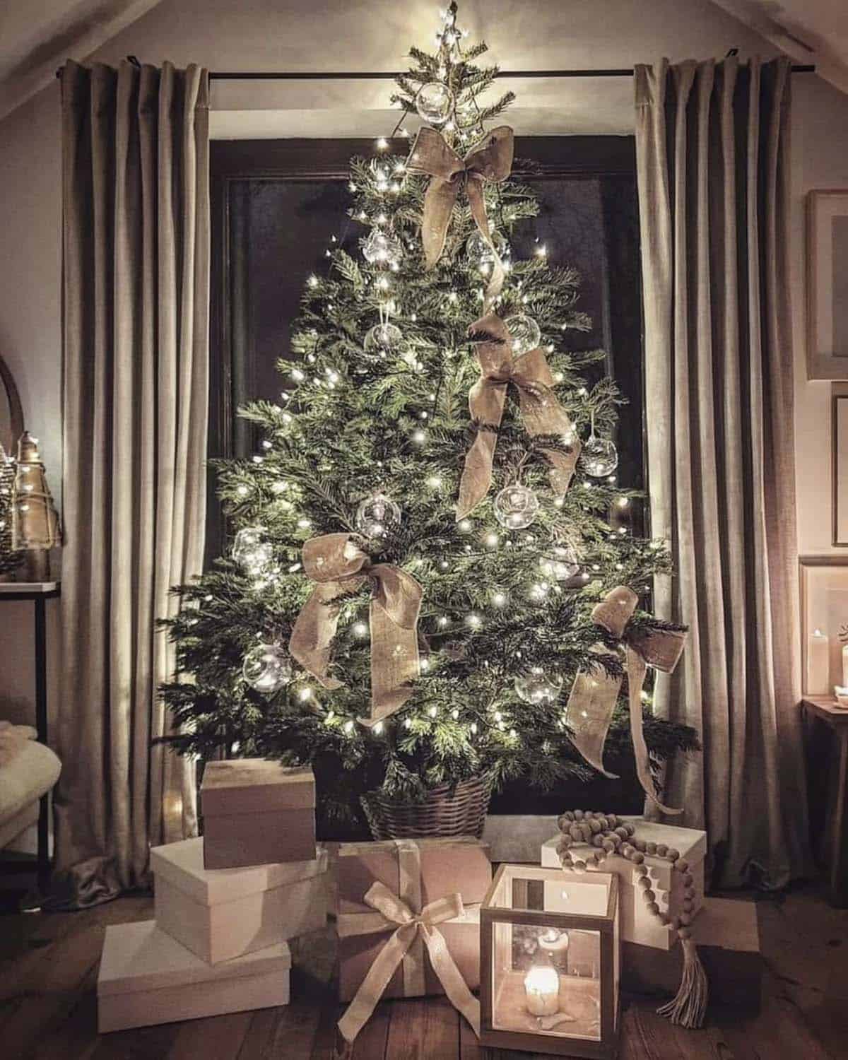 christmas decorated living room with a tree