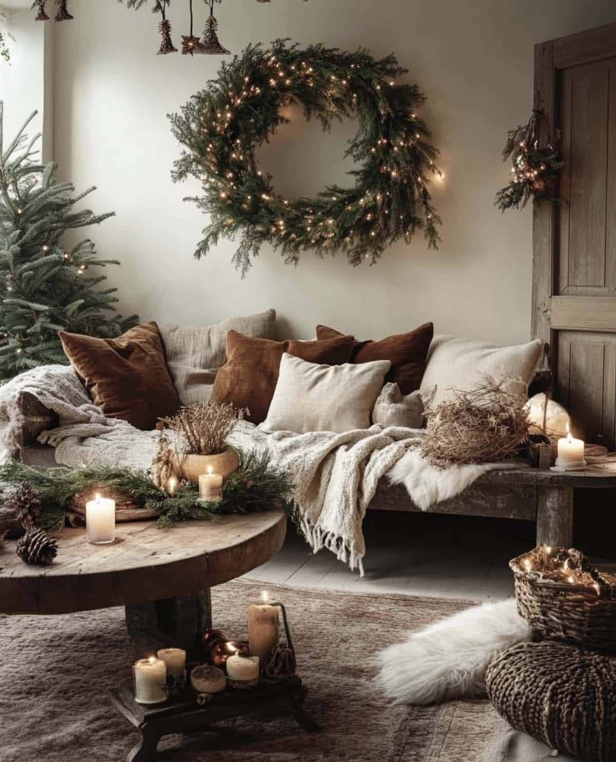 christmas decorated living room