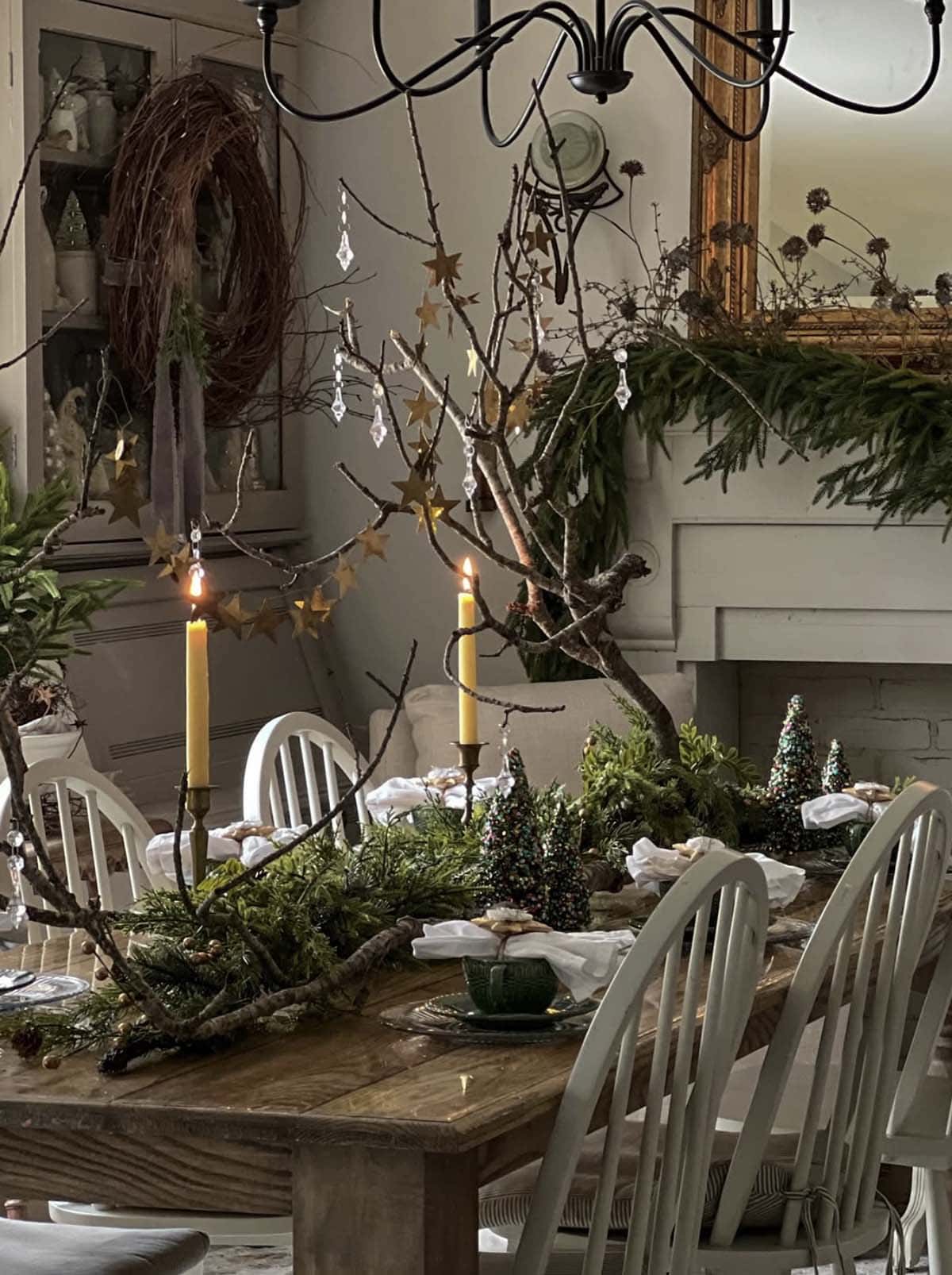 whimsical christmas decorated dining table