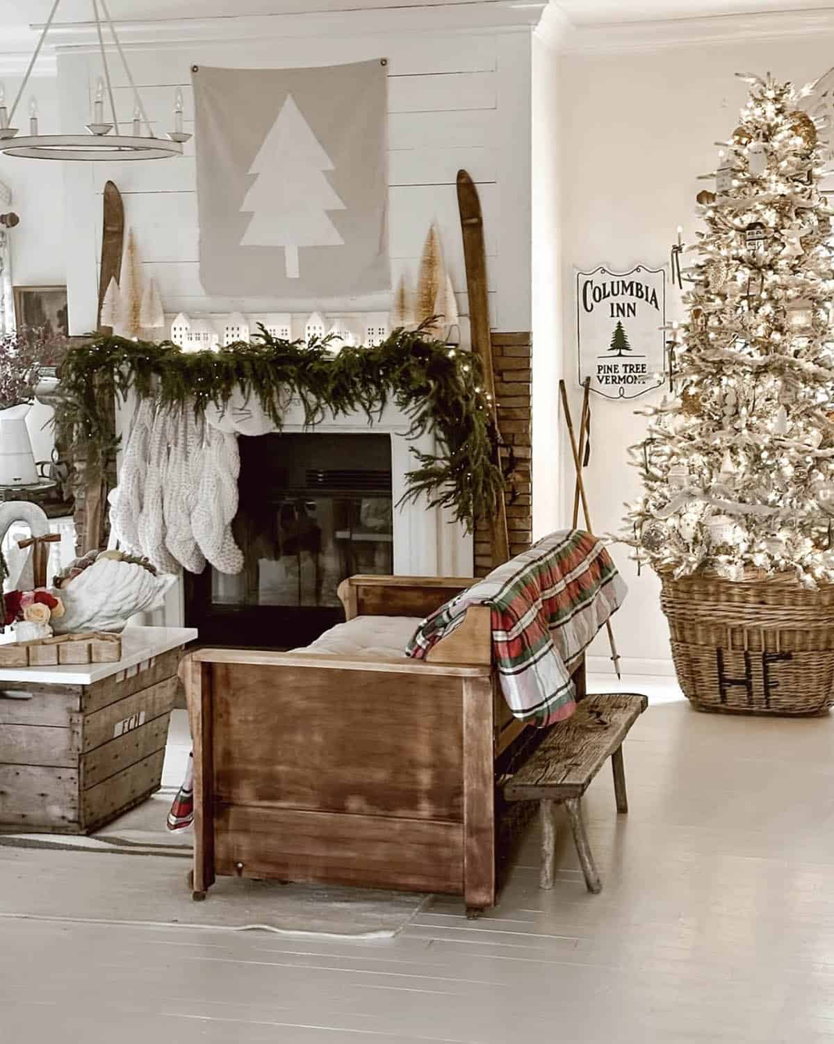 christmas decorated living room with tree